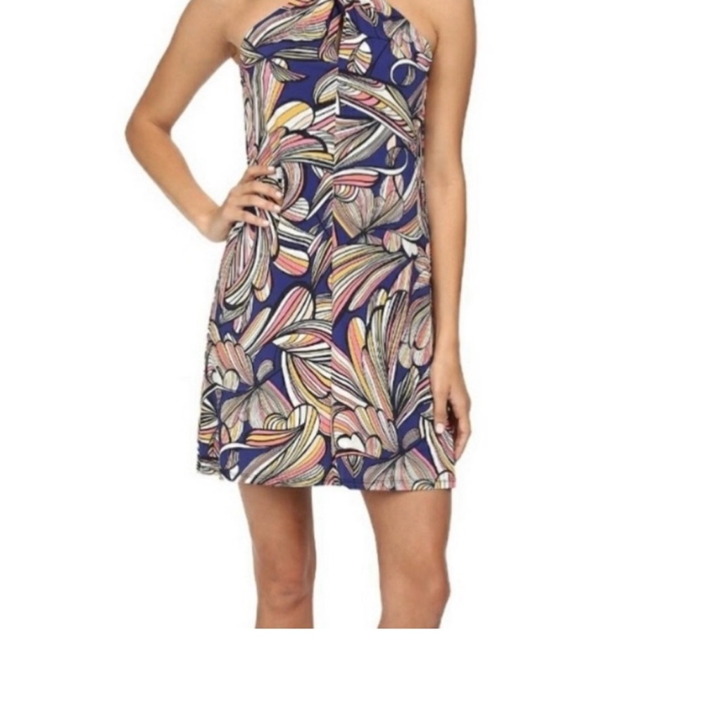 Trina Turk Colorful , Twisted Halter Patterned Dress with knot detail